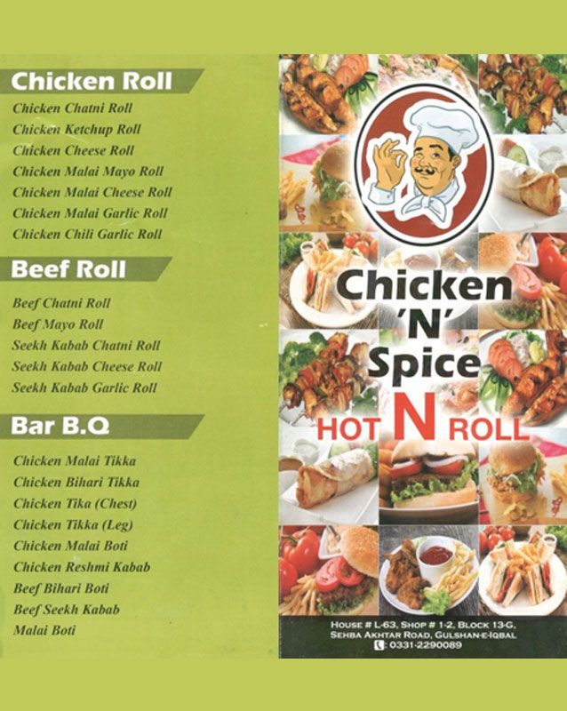 Chicken N Spice Hot N Roll menu