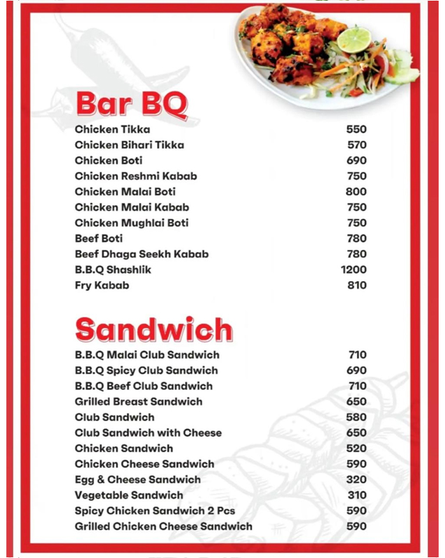 Chillee'z menu