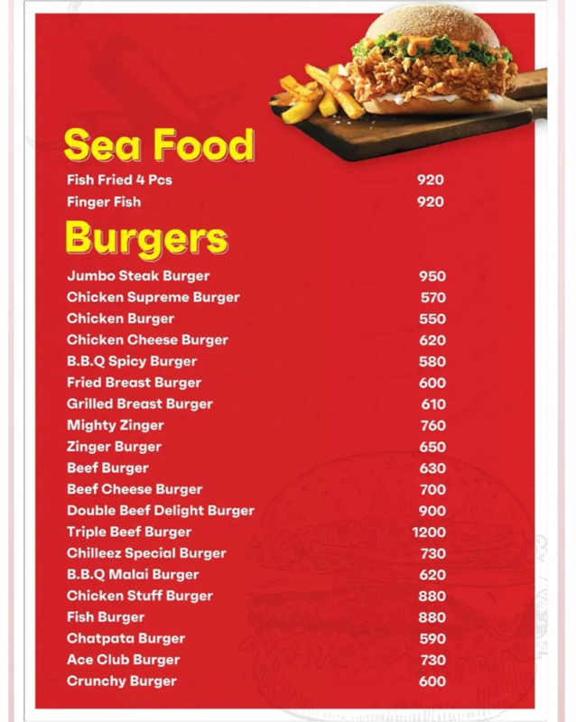 Chillee'z menu
