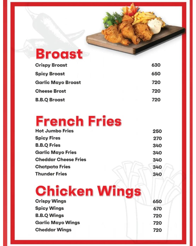 Chillee'z menu