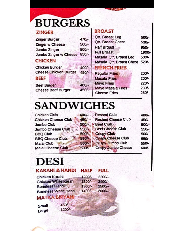 Chilli Hot n Roll menu