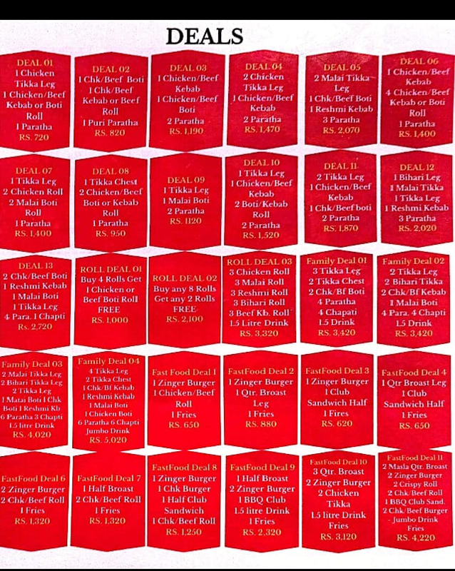 Chilli Hot n Roll menu