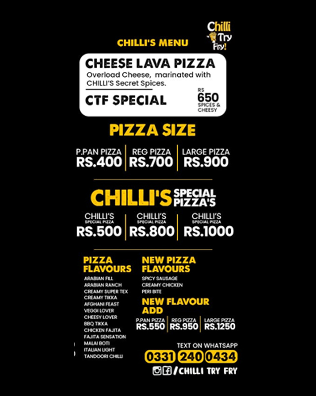 Chilli Try Fry menu