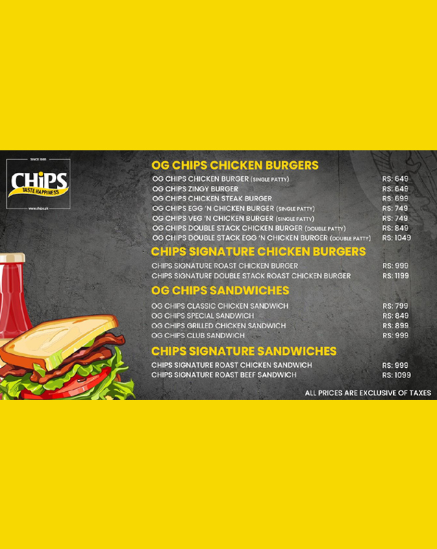 Chips Fast Food menu