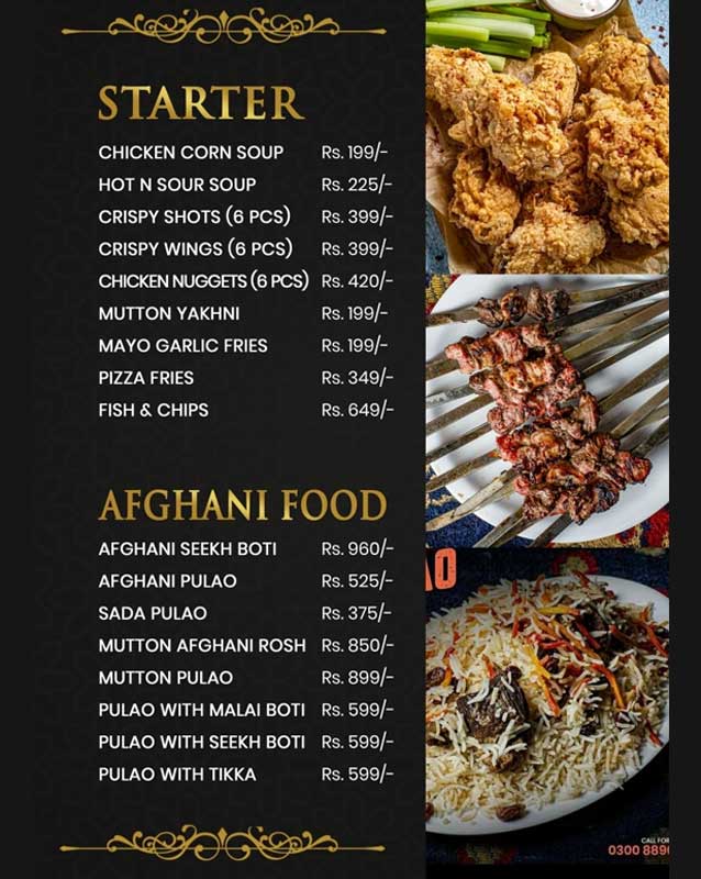 Choolaah Restaurant BBQ menu