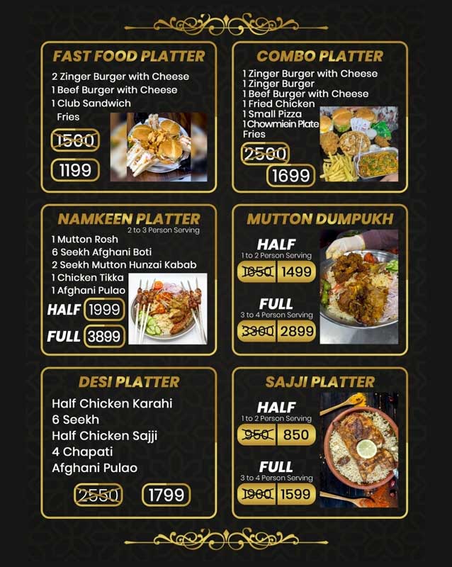 Choolaah Restaurant BBQ menu