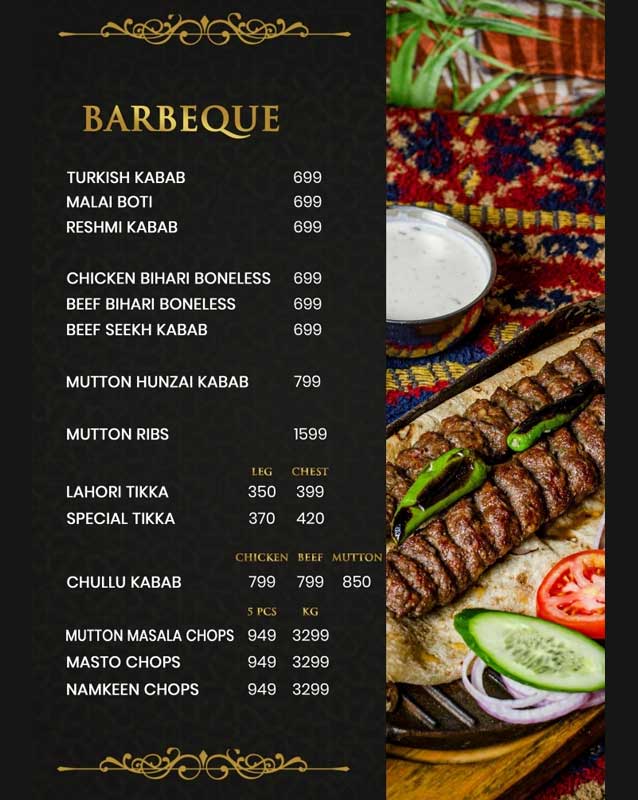 Choolaah Restaurant BBQ menu