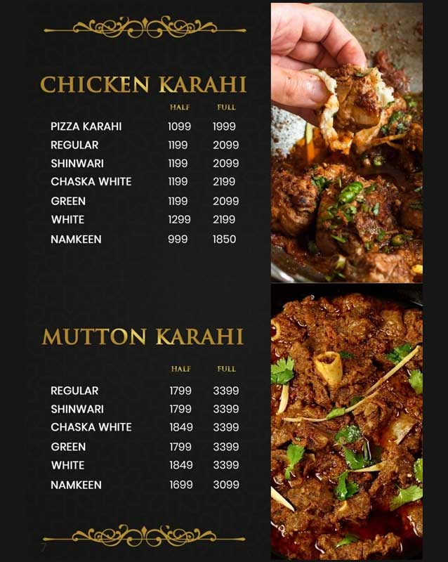 Choolaah Restaurant BBQ menu