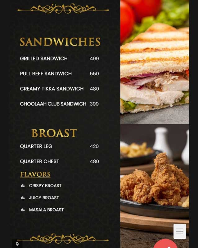Choolaah Restaurant BBQ menu