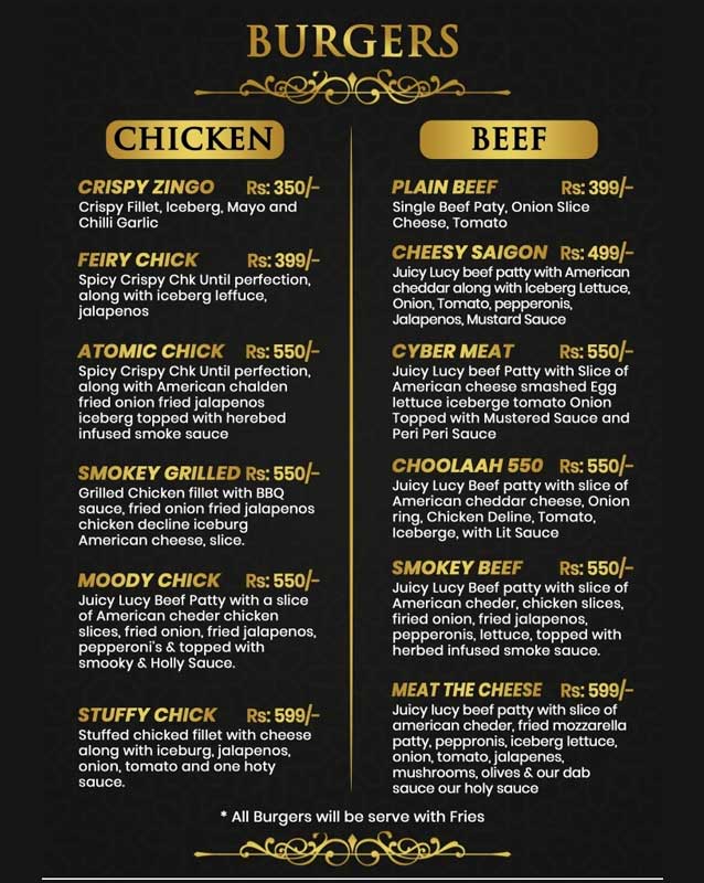 Choolaah Restaurant BBQ menu