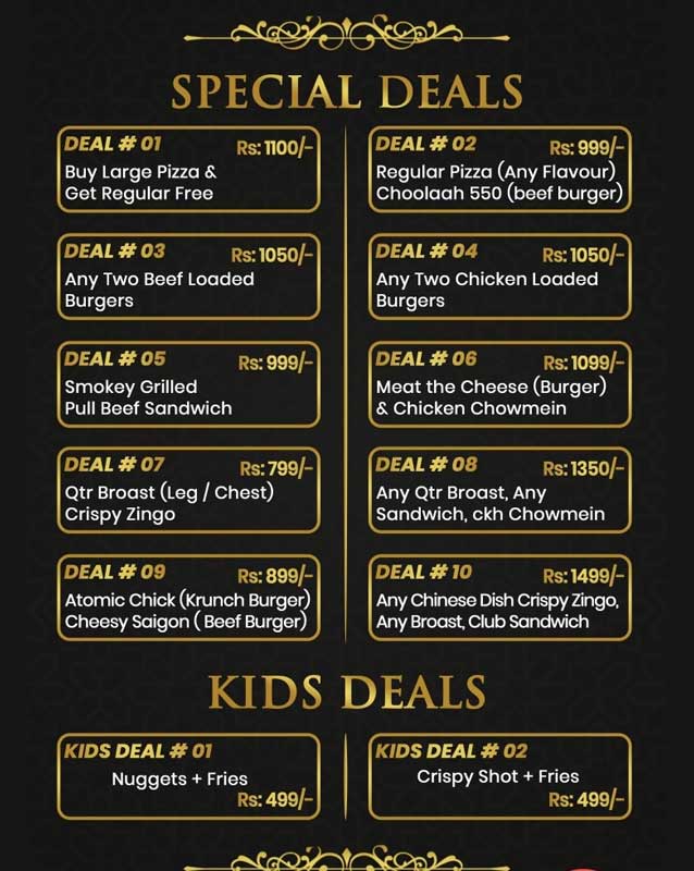 Choolaah Restaurant BBQ menu