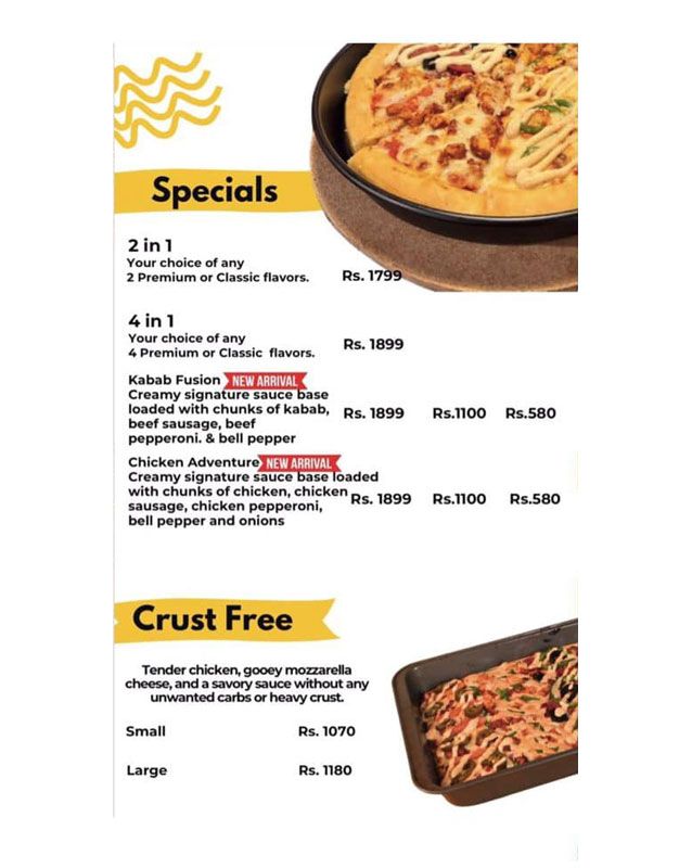 Chunks Pizza menu