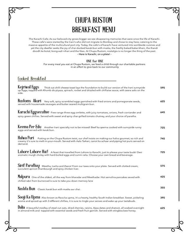 Chupa Rustom menu