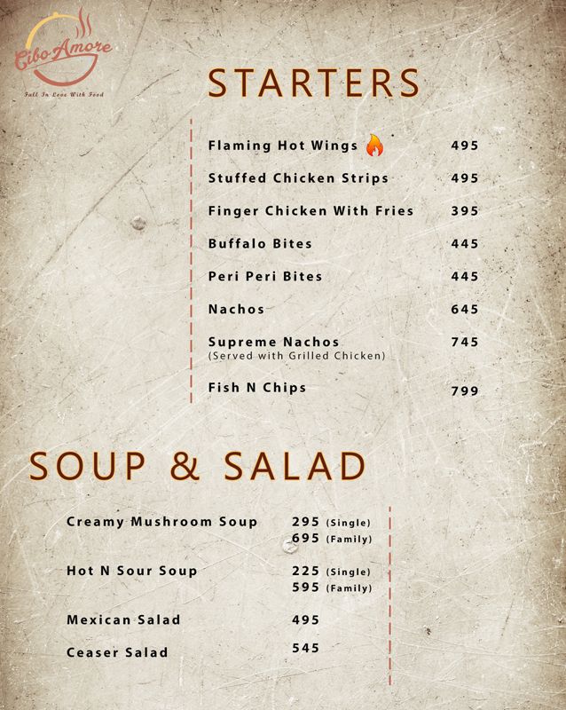 Cibo Amore menu