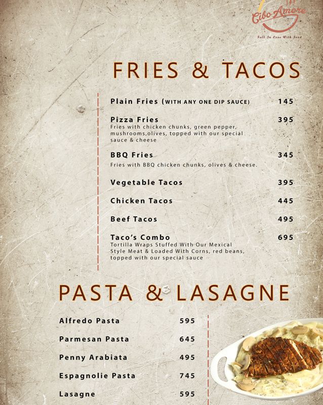 Cibo Amore menu