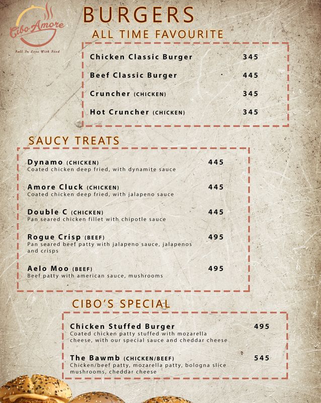 Cibo Amore menu