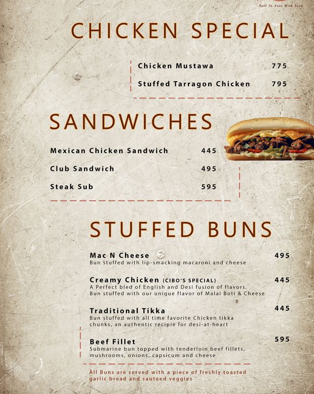 Cibo Amore menu