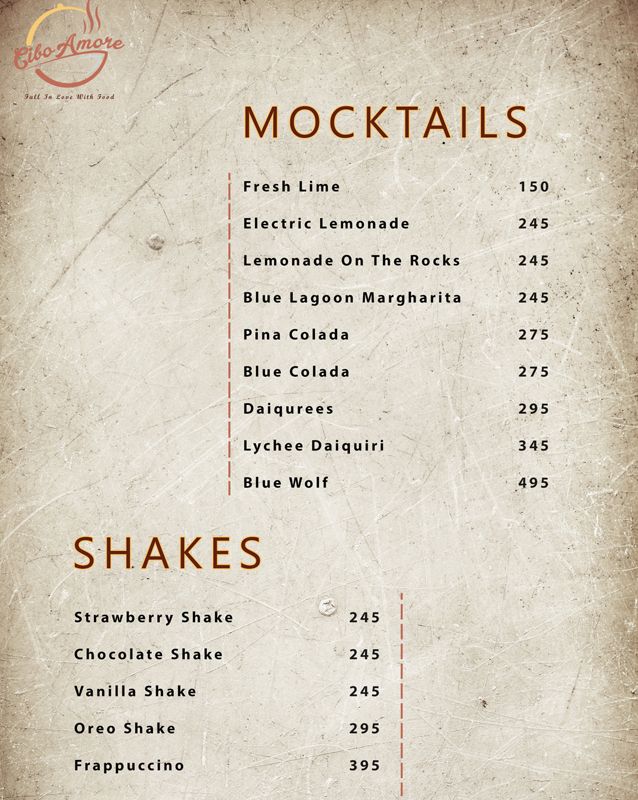 Cibo Amore menu
