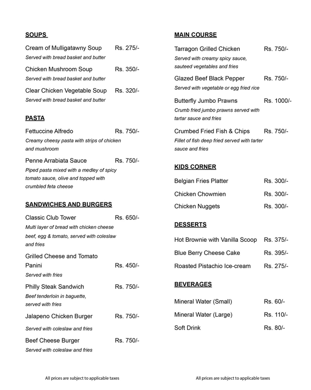 City Bistro - Port Grand menu