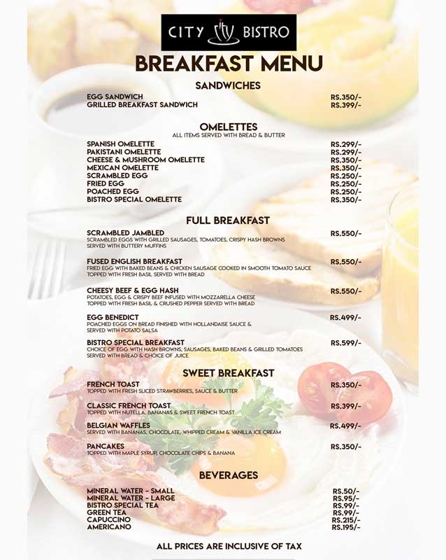 City Bistro - Port Grand menu
