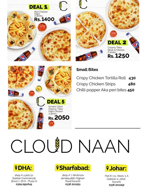 Cloud Naan menu