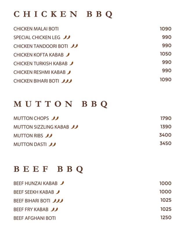 Coconut Grove Pakistan menu