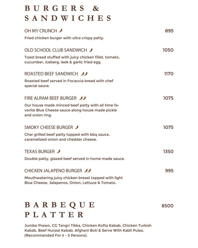 Coconut Grove Pakistan menu
