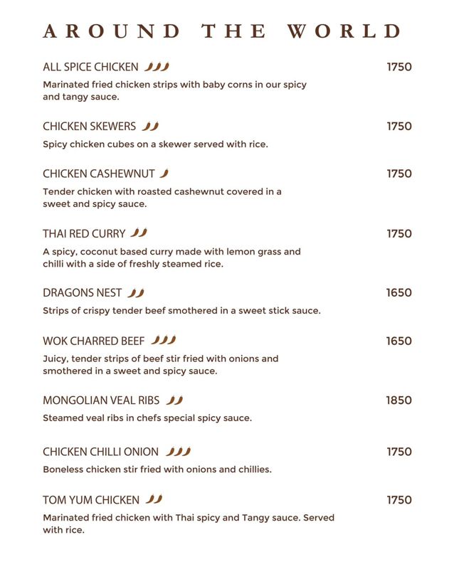Coconut Grove Pakistan menu