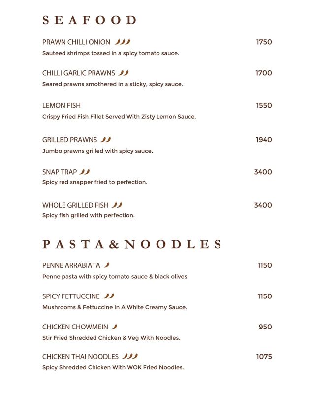 Coconut Grove Pakistan menu
