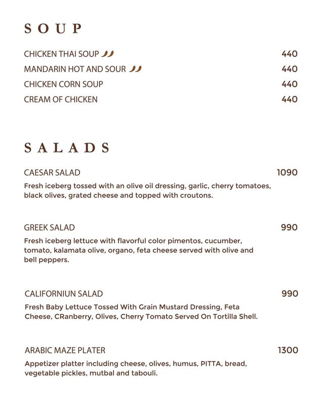 Coconut Grove Pakistan menu