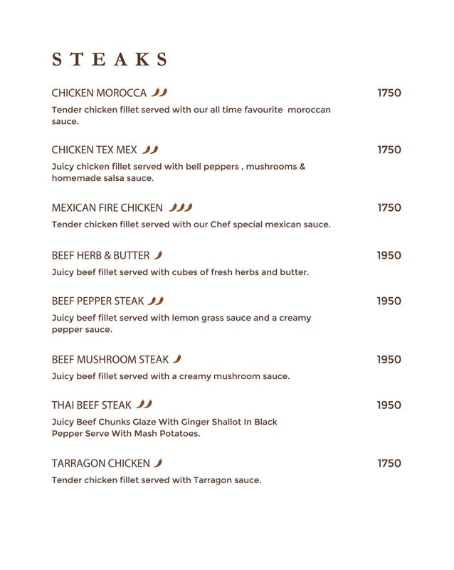 Coconut Grove Pakistan menu