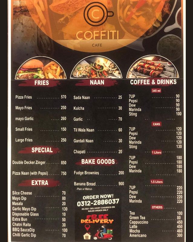 Coffiti Cafe menu