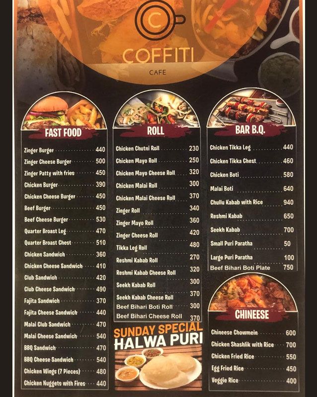 Coffiti Cafe menu