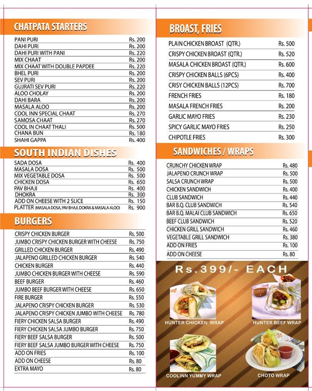 Cool Inn menu