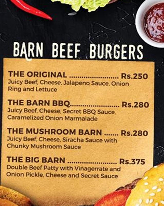 Crave Barn menu