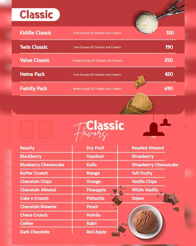 Creamello menu