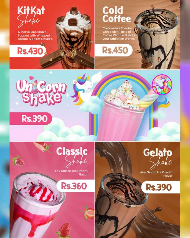 Creamello menu
