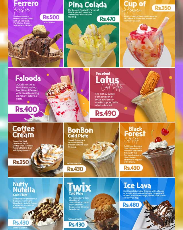 Creamello menu