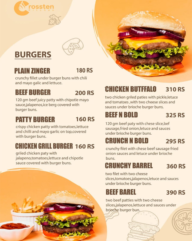 Crossten Kitchen menu