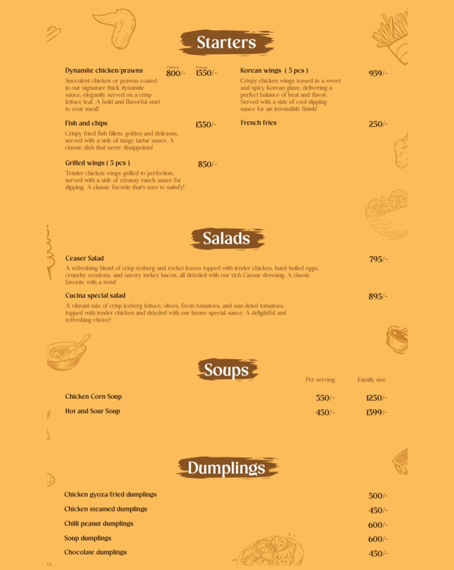 Cucina Mista menu