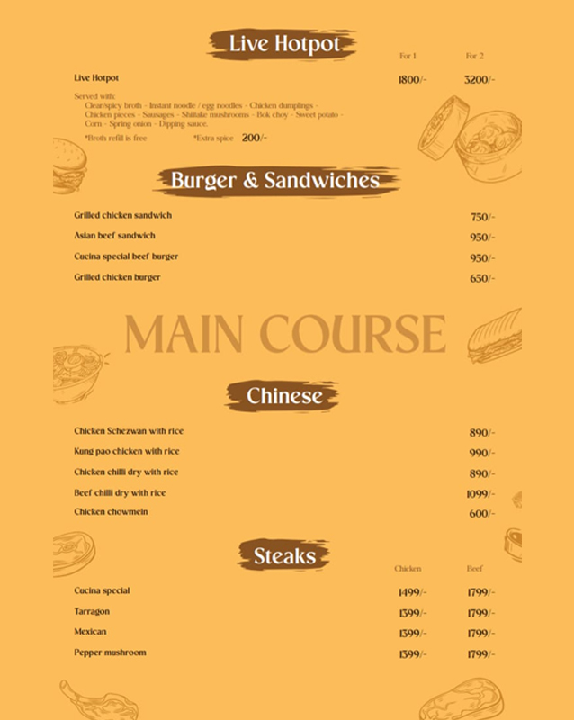 Cucina Mista menu