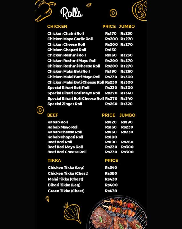 D Chowk menu