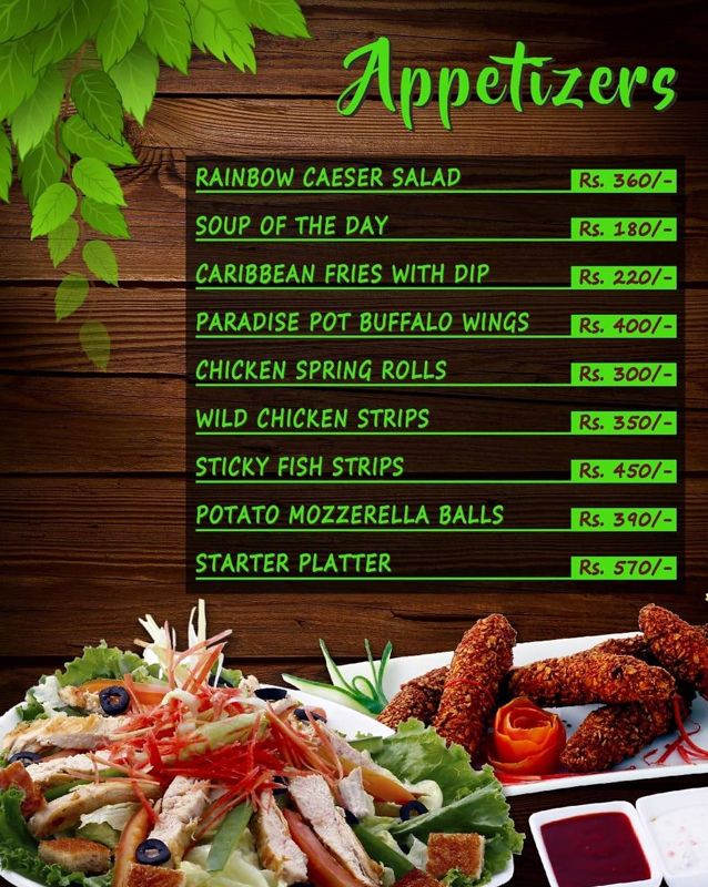 Daintree Lounge menu