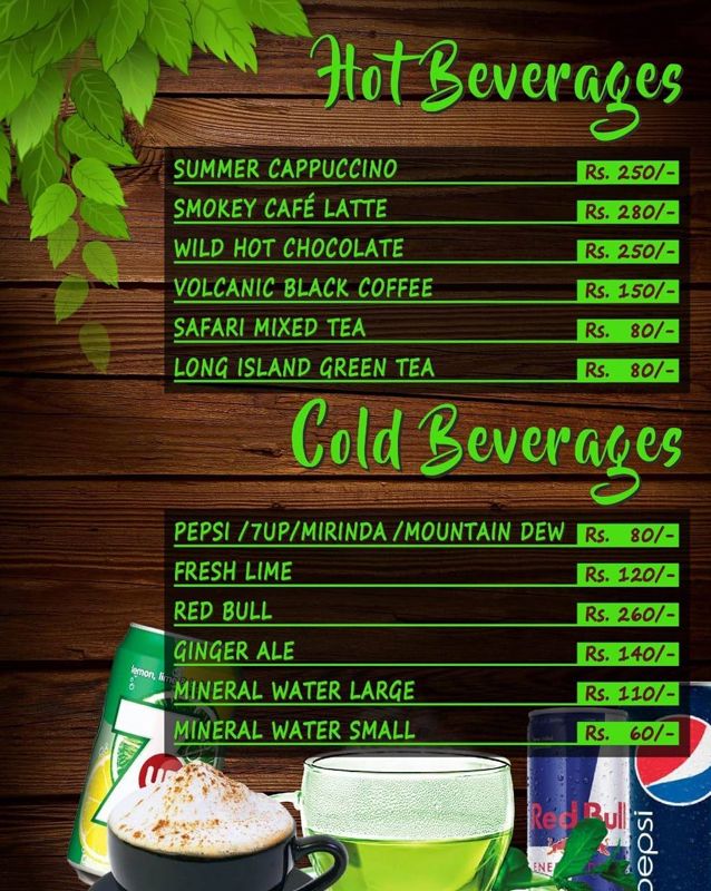 Daintree Lounge menu