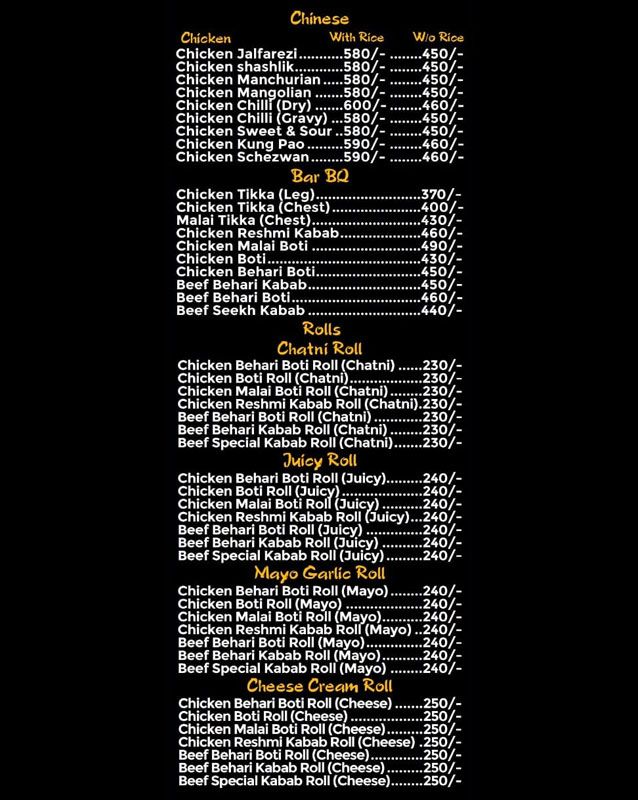 Darbar menu