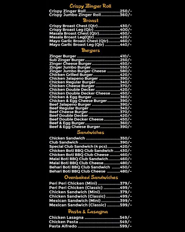Darbar menu