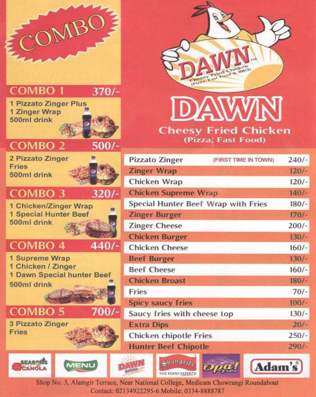 Dawn Cheesy Fried Chicken menu