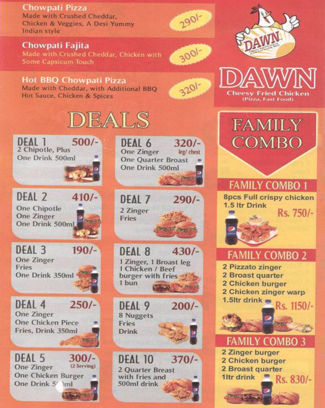 Dawn Cheesy Fried Chicken menu