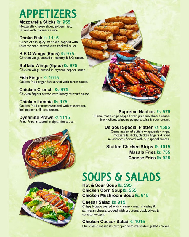 De Soul Cafe & Restaurant menu