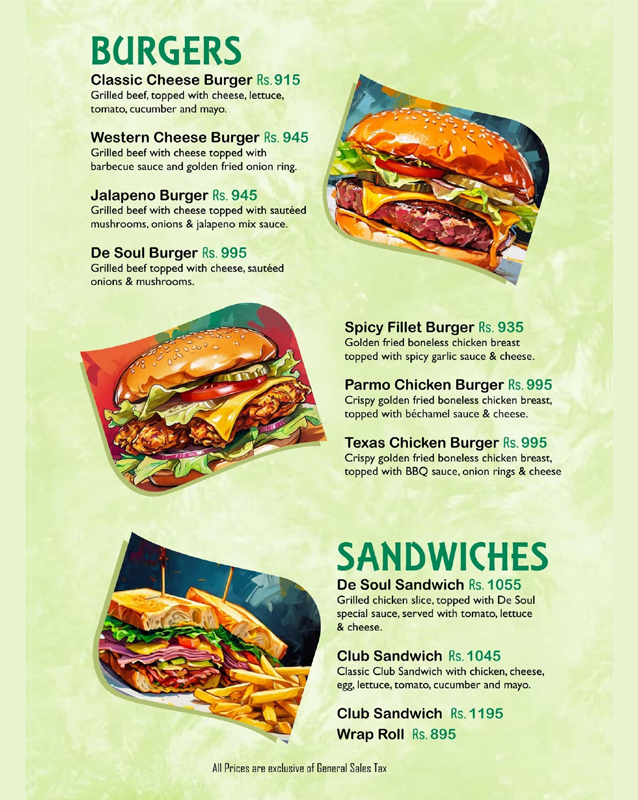 De Soul Cafe & Restaurant menu